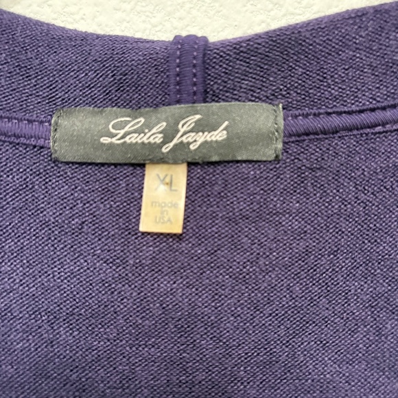 Laila Jayde Navy Hooded Open Duster Cardigan - XL - Picture 4 of 7